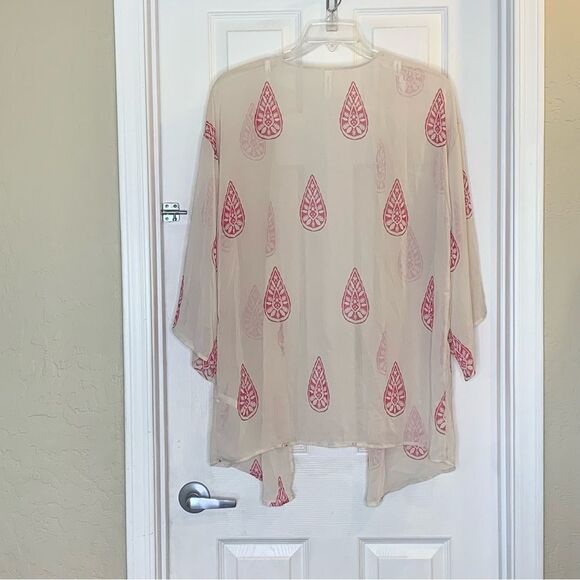 Emerald Boho Tunic Shawl Open Front Sheer Coverup Top Size Medium - Picture 2 of 8